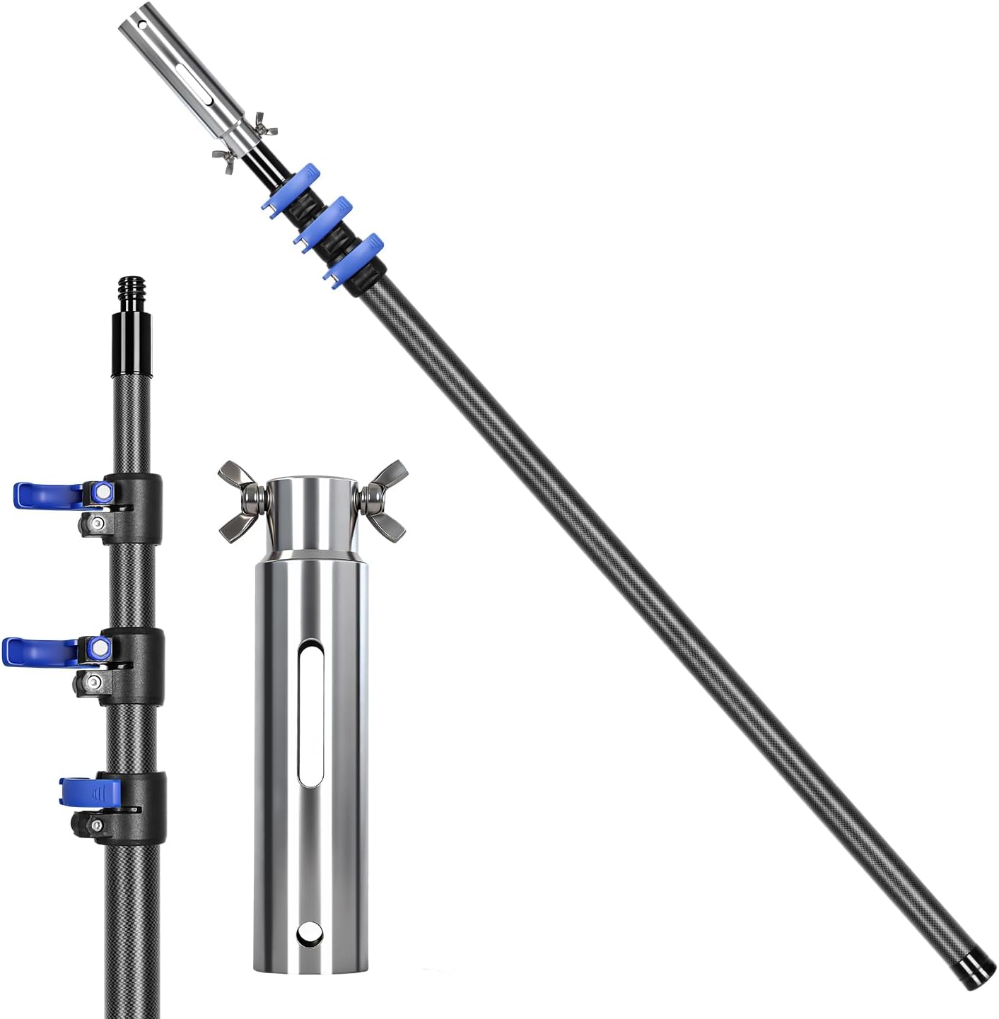 DOBEN Carbon Fiber Pool Pole, 16FT Heavy Duty Telescopic Pool Pole, Universal Extension Pole for Nets, Skimmers, Brushes