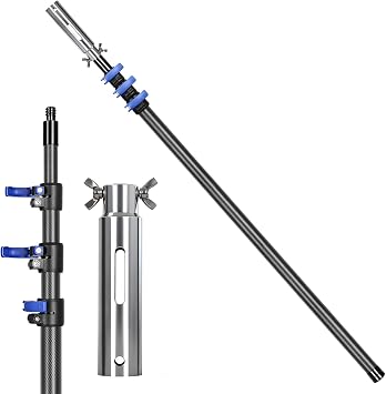 DOBEN Carbon Fiber Telescopic Pool Pole 16FT, Heavy Duty Extension Pole for Skimmer Net & Brush
