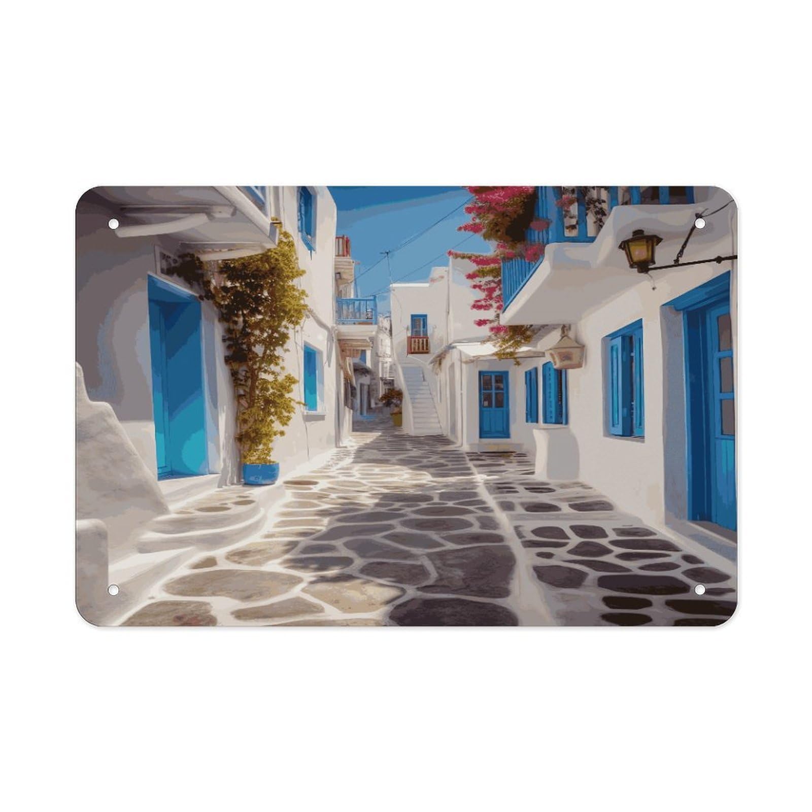 Fekiloot Style Greece Street Metal Signs Wall Art Tin Sign