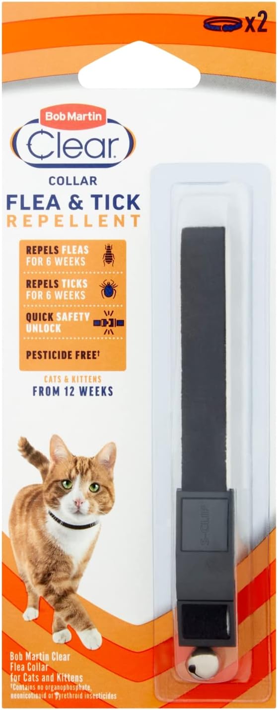 Bob Martin Clear Flea Collars for Cats with Bell, Suitable for