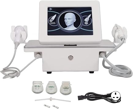 Face Lifting Microneedle RF Skin Tighten Machine, Electric Fractional Compress Ice Cold Machine, Microneedling Machine with 2 Handles, for Wrinkle Removal Therapy Facial Beauty