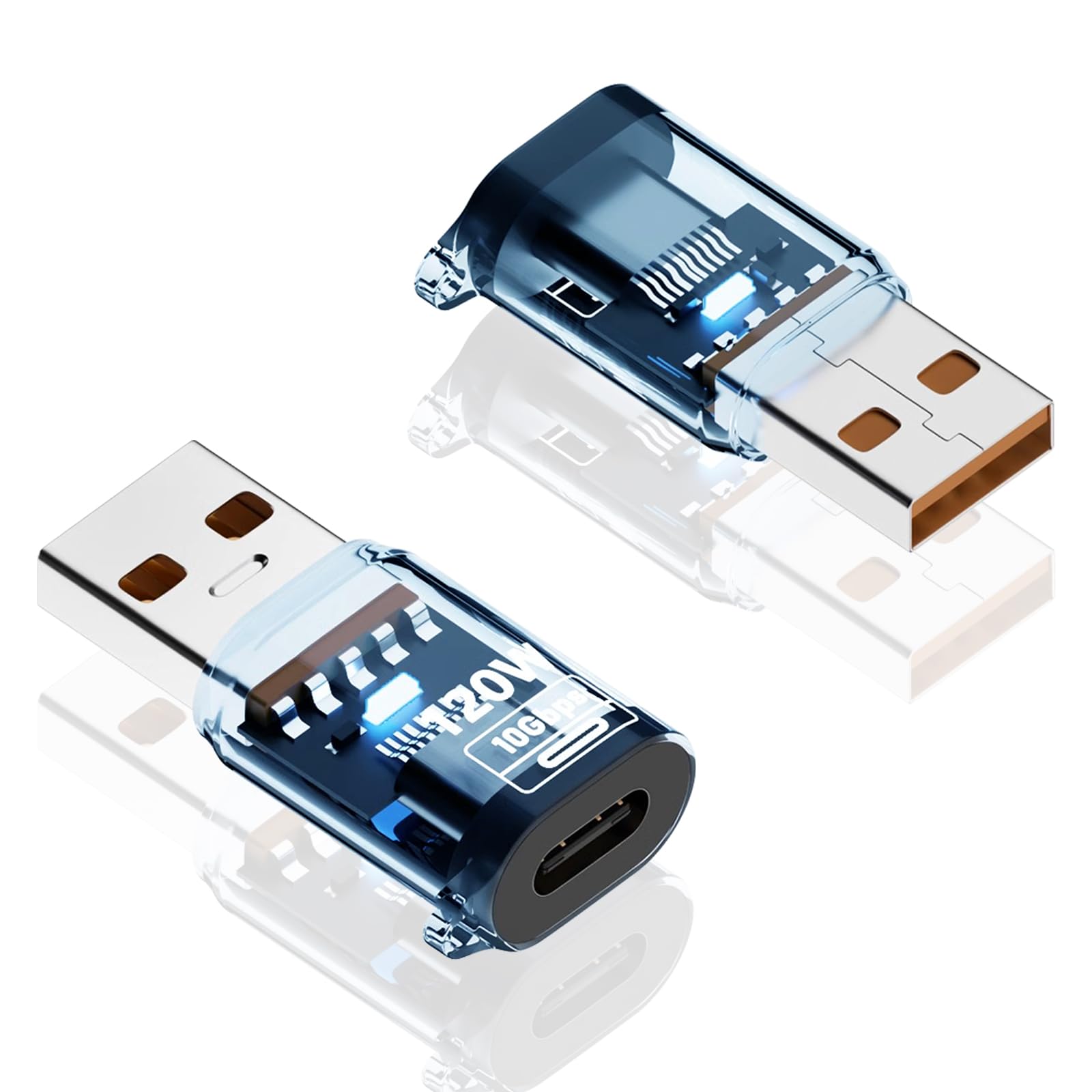 Poyiccot 10Gbps USB C Female to USB A Male Adapter 120W, USB 3.2 Type C to Type A Charger OTG Converter Transparent Compatible for iPhone 11 12 13 14