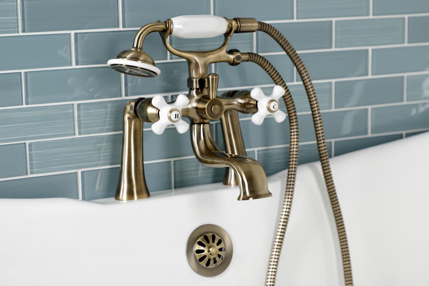 Kingston Brass KS228PXAB Kingston Clawfoot Tub Faucet, Antique Brass
