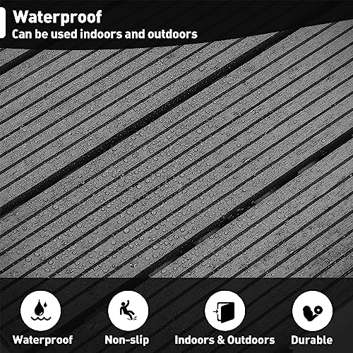 PURE ERA Wood Composite Interlocking Floor Deck Tiles Indoor Outdoor Use 12\"x36\" (5Pcs, 15 sq. Ft, Grey) - Great Upgrade to Patio Backyard Pathway - Thumbnail 4