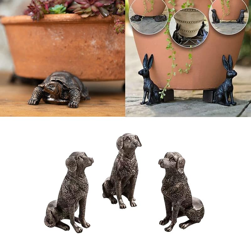 3Pcs/Set Mini Animal Shape Resin Dog Rabbit Tortoise Shaped Decorative Plant Risers for Pots, Pot Feet for Planter Pots,Decorative Feet for Planters Resin Plant Planter Foot (dog)