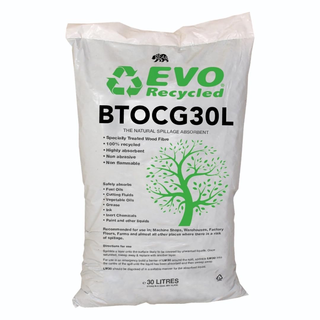 – BearTOOLS Spill Absorbent Granules 30L capacity - Fire-Resistant Highly Absorbent Granules for Indoor/Outdoor Use - Spill Control for Home Garages Work Sites