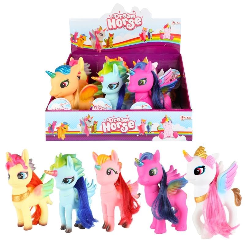 Toi-Toys giocattolo unicorno con capelli lunghi 19 cm - regalo magico