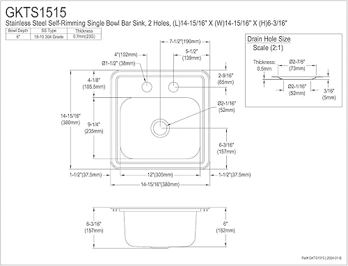 Miniatura 5 de Kingston Brass Gourmetier GKTS2520 - Fregadero de cocina con borde automático, 3 agujeros, 25 pulgadas de largo por 22 pulgadas de ancho x 6