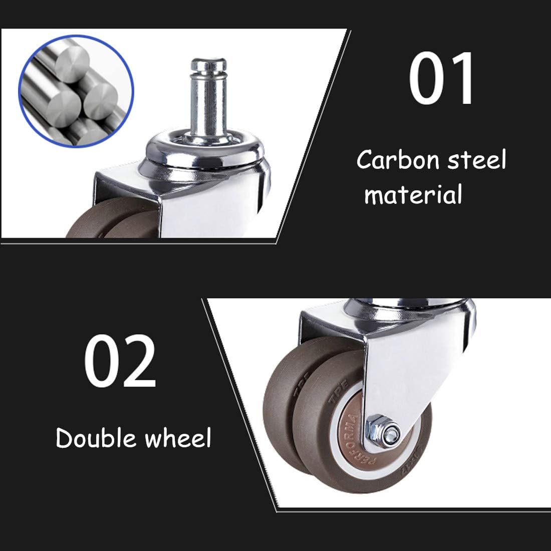 LUNEZY Universal Caster Wheels Office Chair,Heavy Duty Replacement Desk Chair Casters,Furniture Caster,Double Wheel,Trolley Rubber Swivel Wheel,for Hardwood Carpet Tile Floors,Set of 5(38