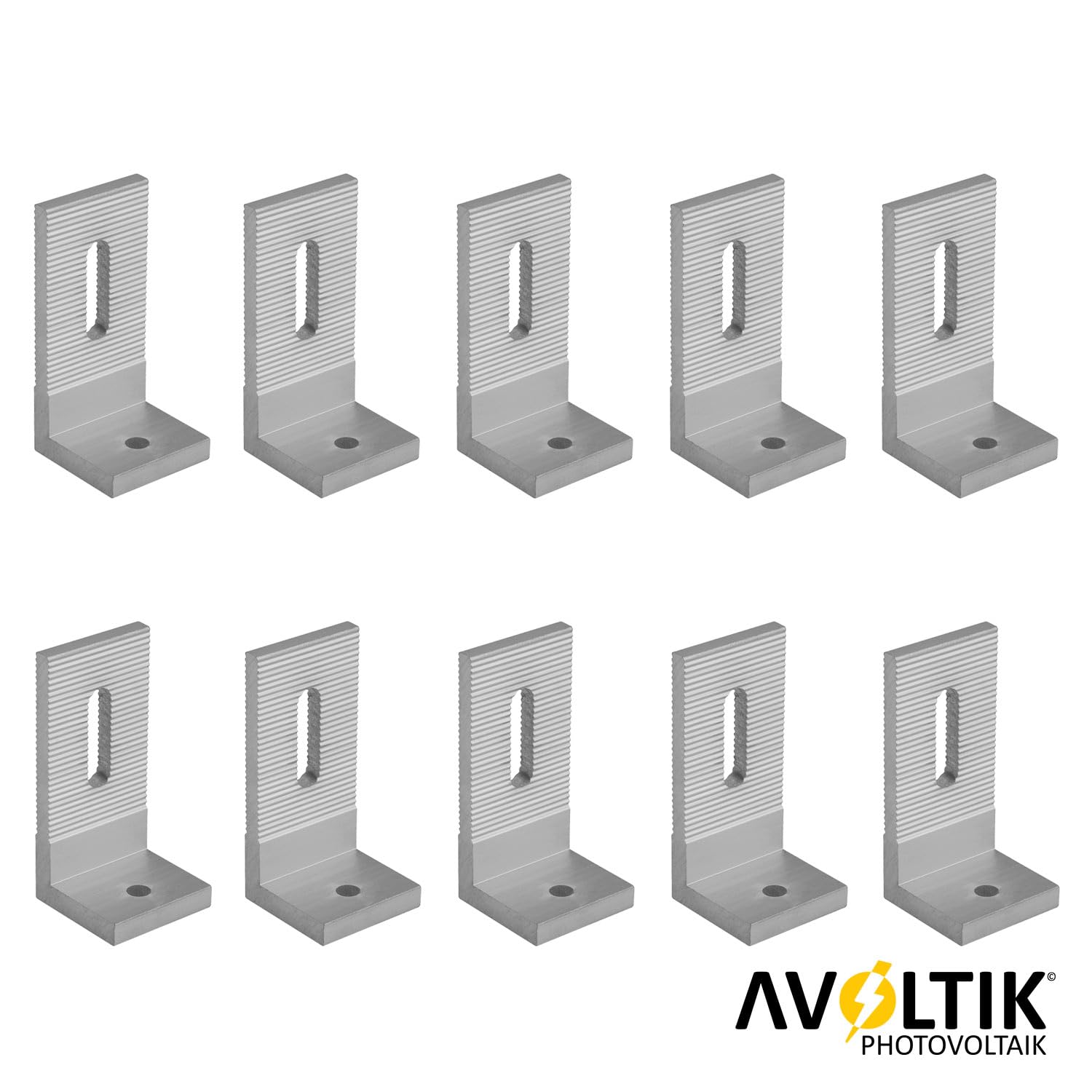 avoltik Lot de 10 équerres en L en aluminium 90° pour montage de panneau solaire robuste I Support en L avec trou oblong pour M8 I Support solaire pour toit/toiture, etc.