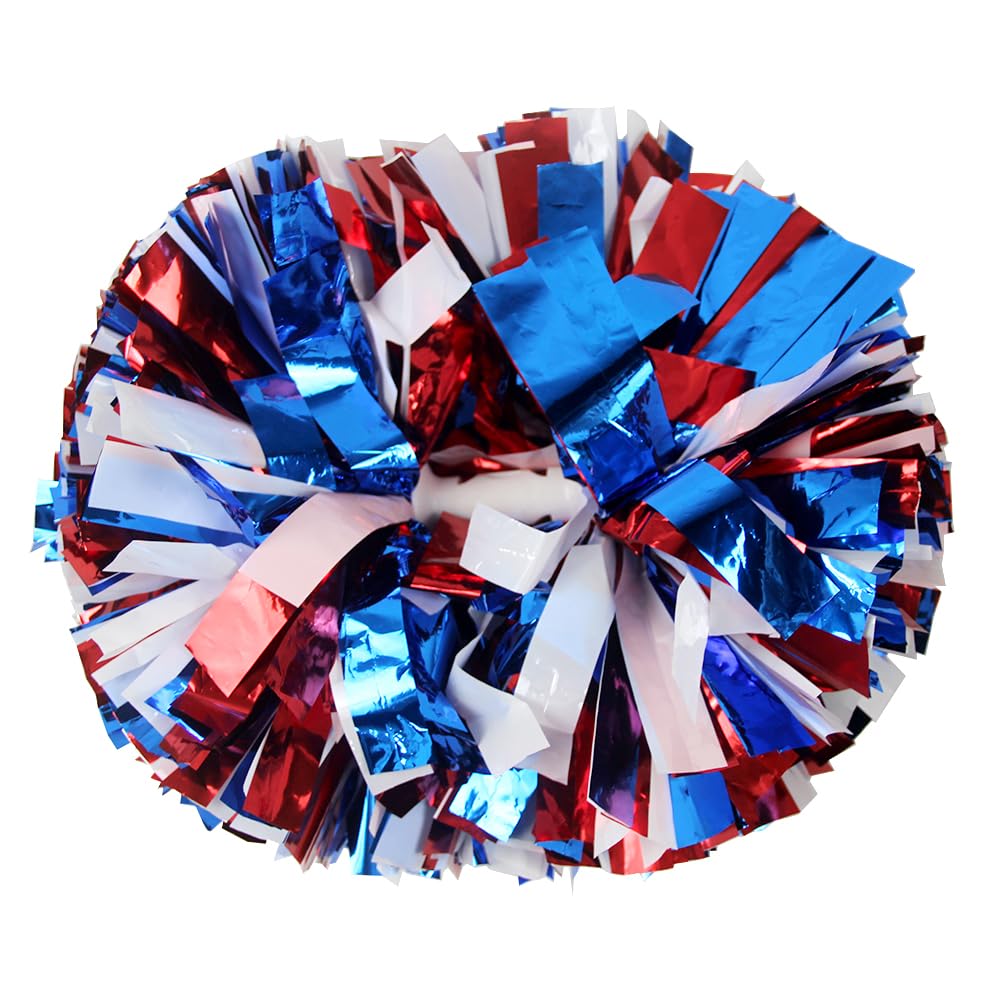 Lovecheer 2PCS/6PCS Metallic Pom Poms Cheerleading with Baton Handle Cheer Pompoms for Kids Adults Team Sports Spirit Party Cheering