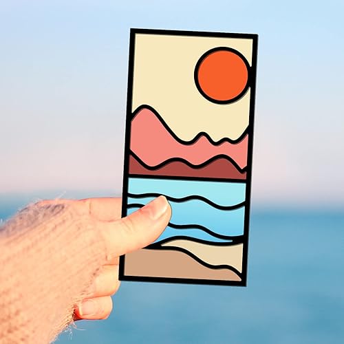 Miniatura 6 de ORIGACH Juego de 4 troqueles de corte para marco de fondo de playa, desierto, paisaje, desierto, metal, abstracto, paisaje, troquelado, troquelado,