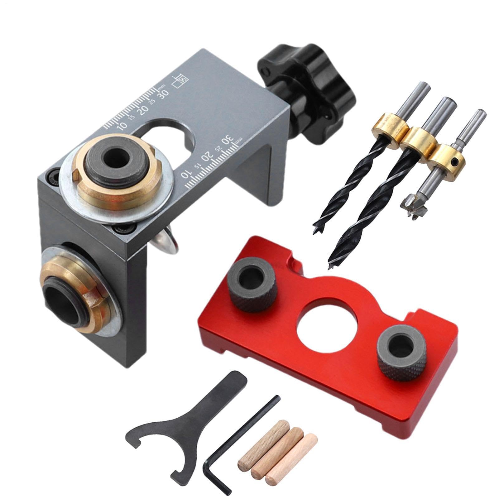 Zestaw wiertarki Dowel Jig, lokalizator wiertarki drewna Regulowany | Narzędzie do złącza drewna, przewodnik wiertniczy elektrownia przyrządów akcesoriów