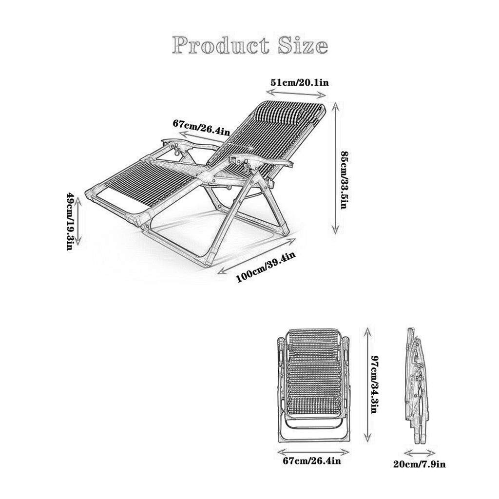 Chaise longue pliante d'extérieur robuste – Chaise longue inclinable portable pour jardin et pelouse – Confortable et pliable pour la détente et les bains de soleil