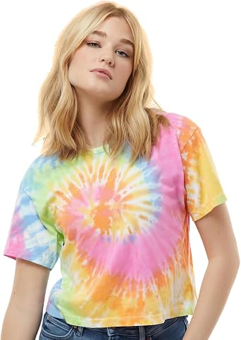 Colortone Tie Dye Crop Tops for Women - Cropped Tie Die Tee Shirts