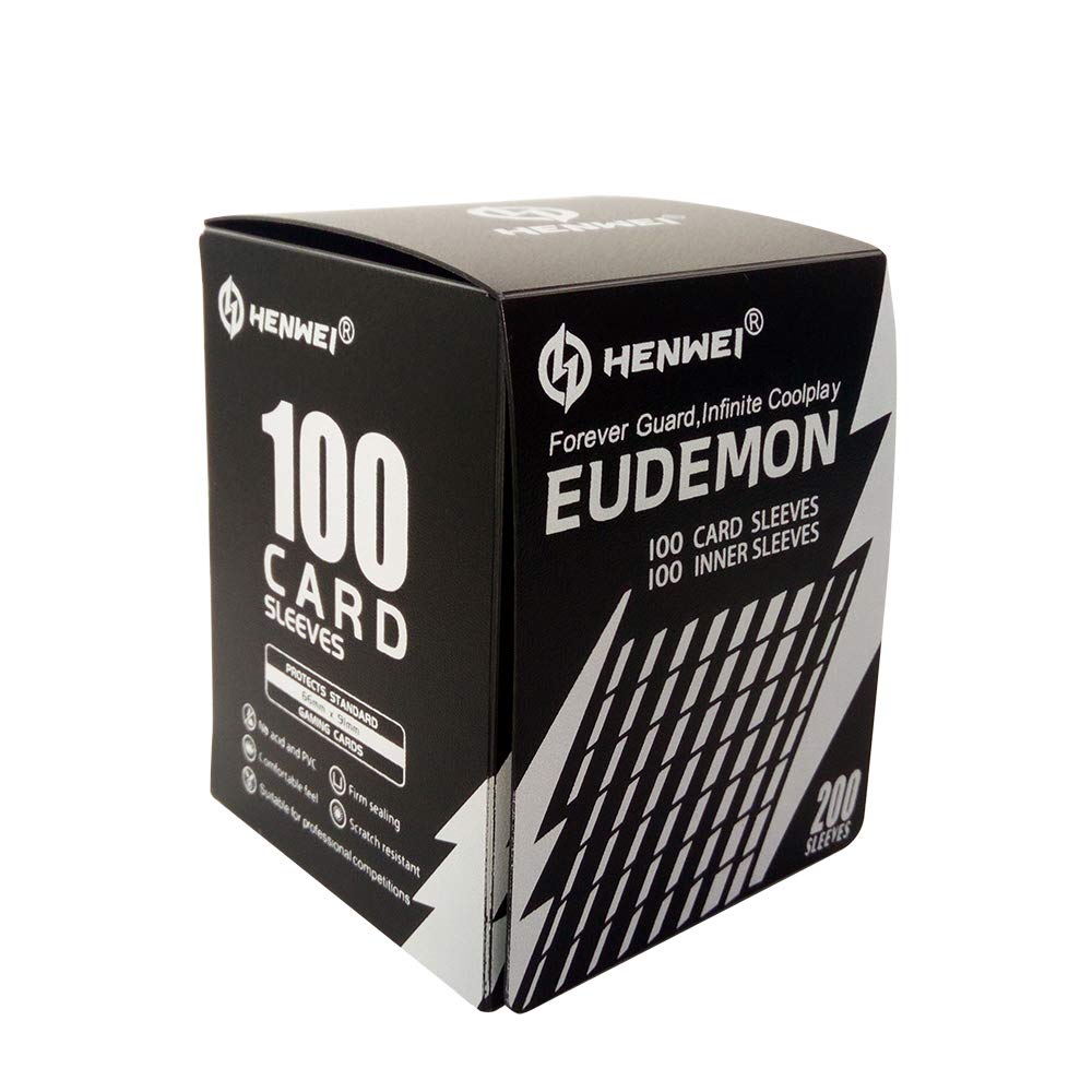 HENWEI 100+ Deck Box Protector with Cards Sleeves, 200ct Standard Sized Trading Cards Sleeves for MTG Gathering Game Upgraded Version(Black)