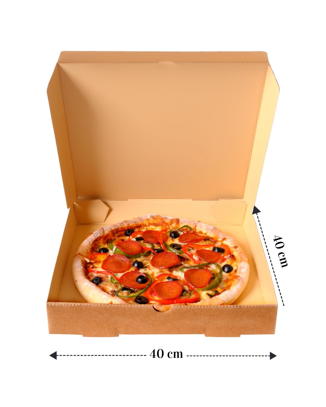 Genérico COMMERCE ESSENTIALS Lot de 50 boîtes à pizza en carton kraft avec couvercle pliable 40 x 40 cm