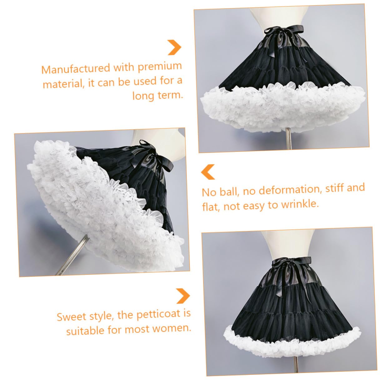Healeved Lolita Unterrock 1 Stück Gauze Weiß für Damen Fancy | Sweet Style, Knitterarm und Formstabil, Leicht zu Reinigen, Bequemes und Ausziehen