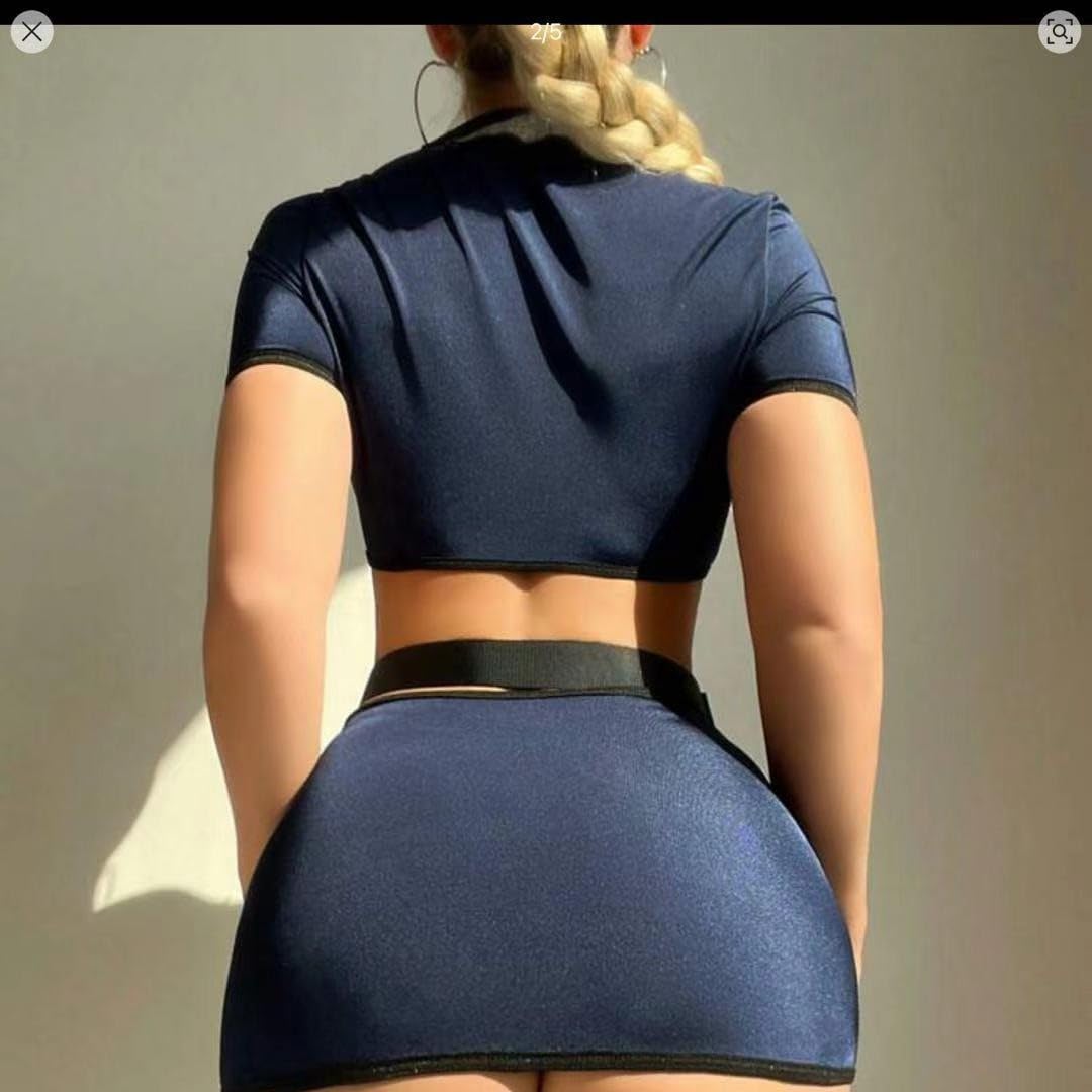Costume d'Halloween pour femme : uniforme de police à lacets, tenue sexy de policière