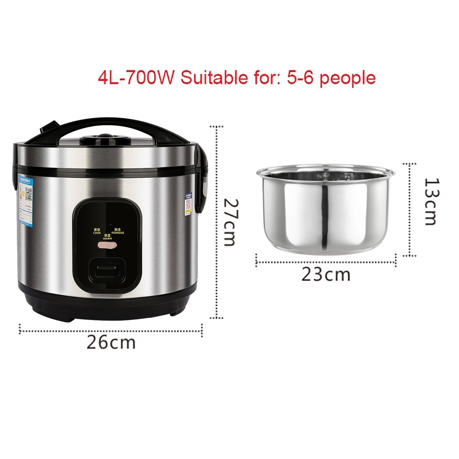 Amazon | 炊飯器(2-5L) 304ステンレススチール内鍋 インテリジェント