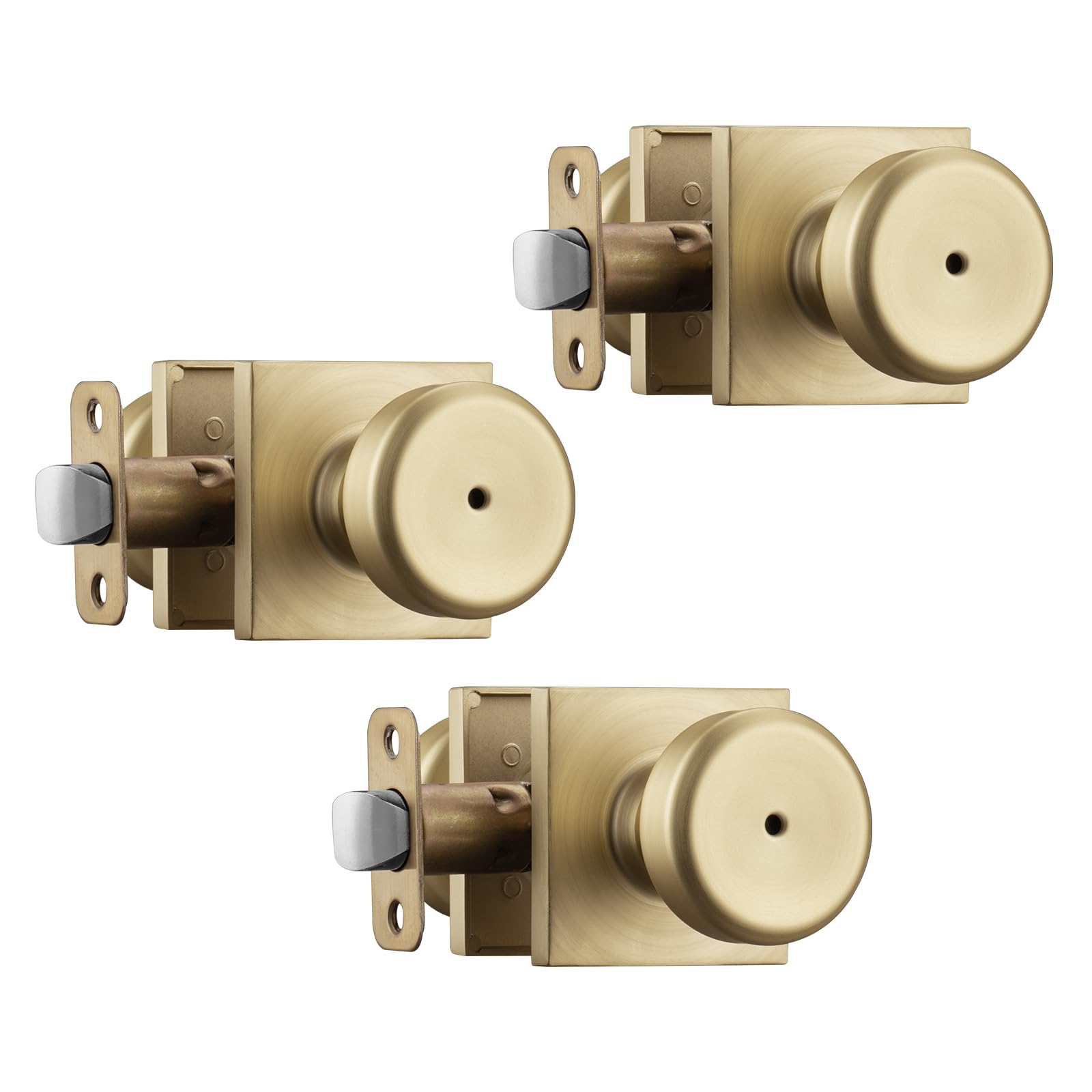 Brushed Gold Door Knobs - 6 Pack with Lock -17