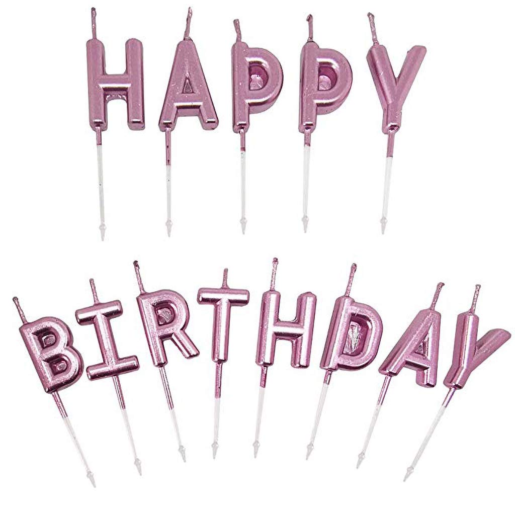 ZERIRA Exquisite Happy Birthday Letter Candle Cake Topper for Adult Children Party Birthday Cake Decoration (Purple)