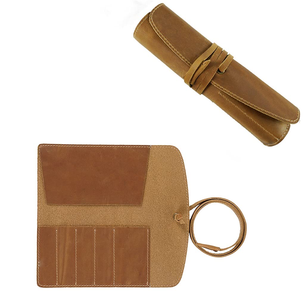 2 Pezzi in Pelle retrò Astuccio portapenne Astuccio portapenne per cancelleria Scuola Forniture Trucco cosmetico (B 190x40mm)