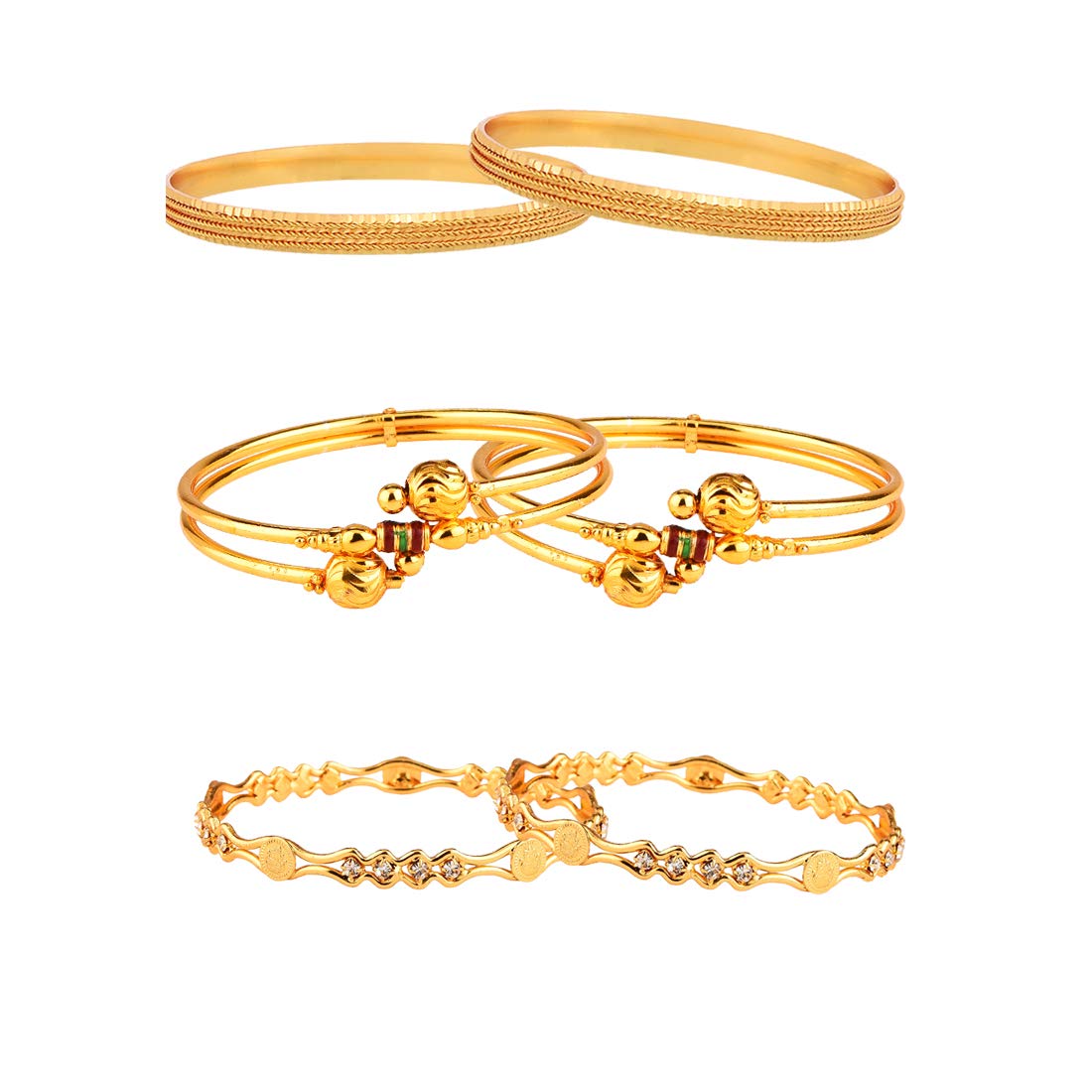 KENNICE Combo Of Designer Victoria Bangles, Trendy Gold Plated And Coinage Bangles For Women - Pack Of 6 (B09NTHM82G) Amazon Price History, Amazon Price Tracker