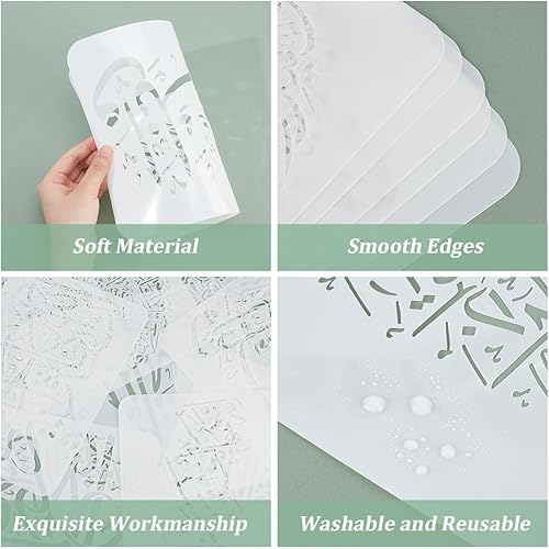 Vista 62 de INFUNLY Plantillas de pared de mandala para pintar paredes reutilizables de azulejos, plantillas de piso de concreto de 12 x 12 pulgadas para pintar