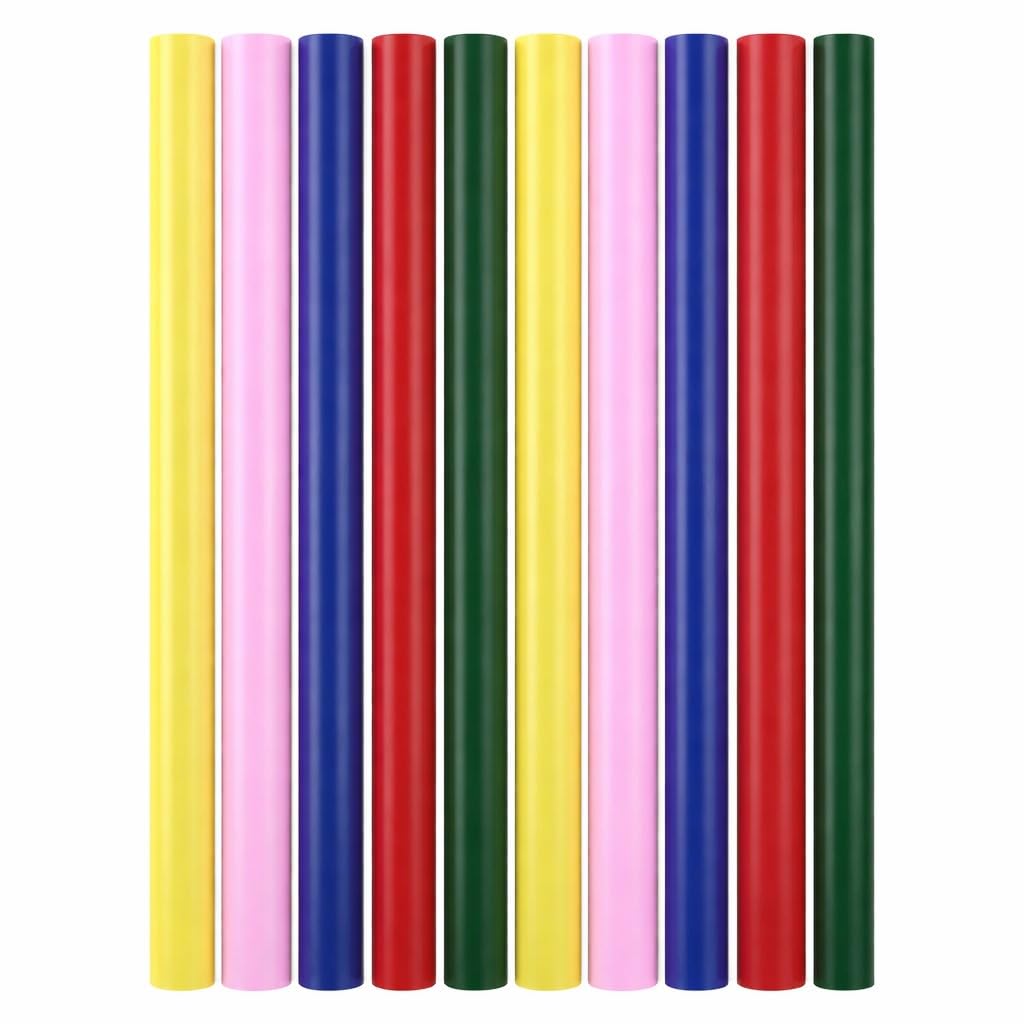 goobay 10 x 11mm Coloured Hot Glue Sticks in 5 Shades (Yellow, Pink, Blue, Red and Black), Compatible with Standard Guns, Ideal for Crafts and Decoration 77856