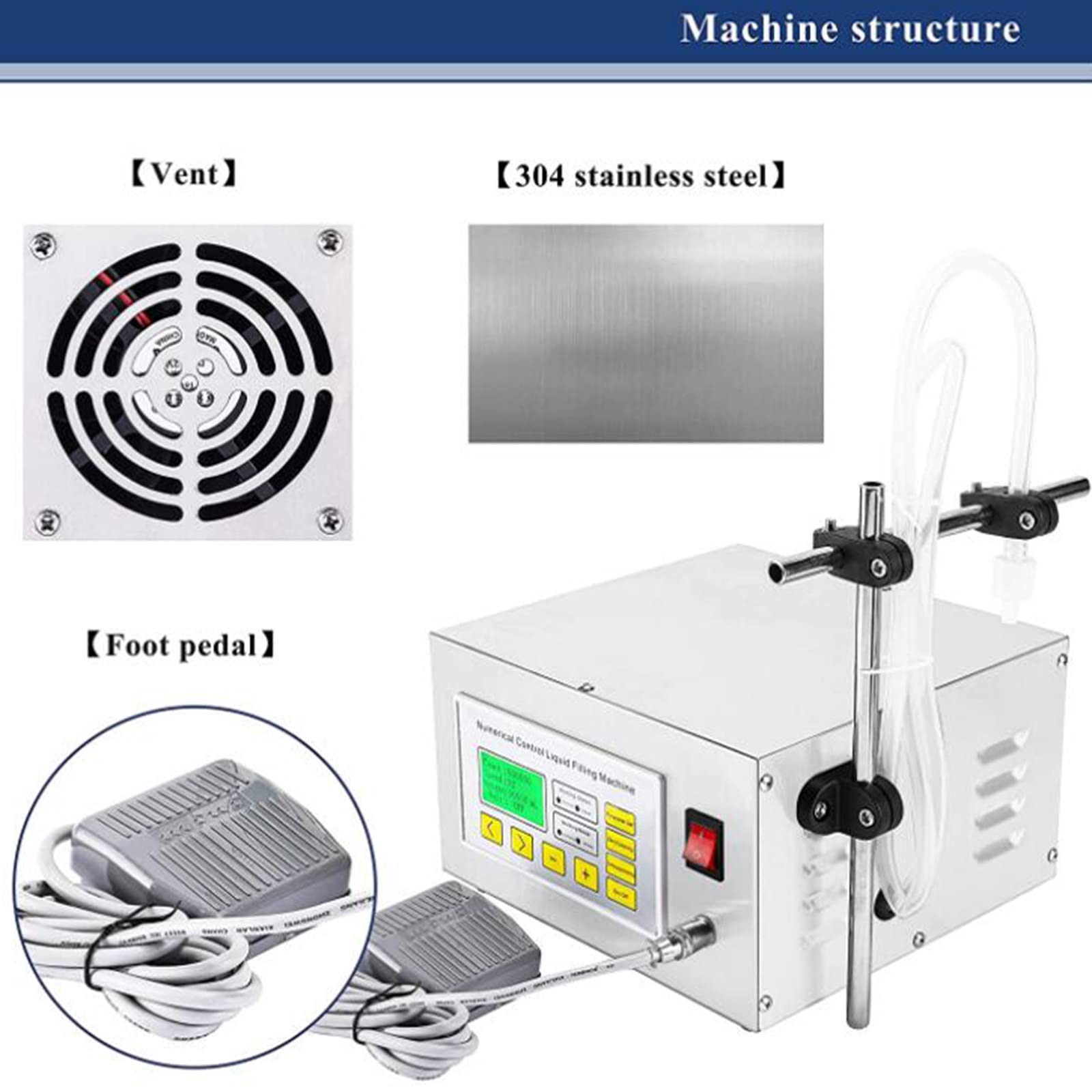 MáQuina de Llenado de LíQuidos,MáQuina de Llenado de Control Digital LíQuido de Conteo AutomáTico,Cantidad de Llenado de Control de Pantalla de Microcomputadora LCD,Licor,Bebida,Agua Mineral