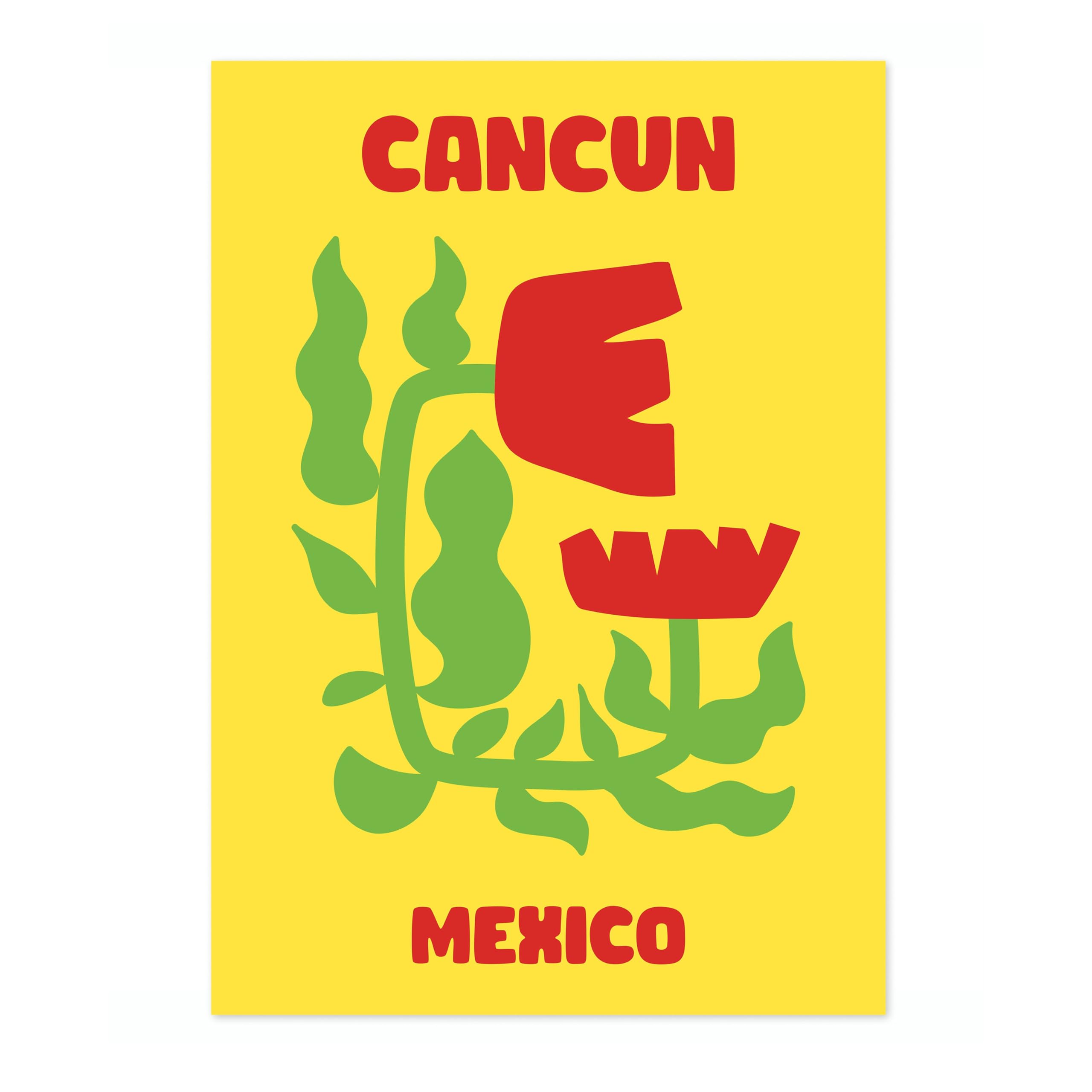 Cancun - Travel Cutouts Travel Poster, Colourful Abstract Preppy Minimalist Room Decor Wall Art Print, Archival Matte, A5 (Print Only) - 21x14.8cm