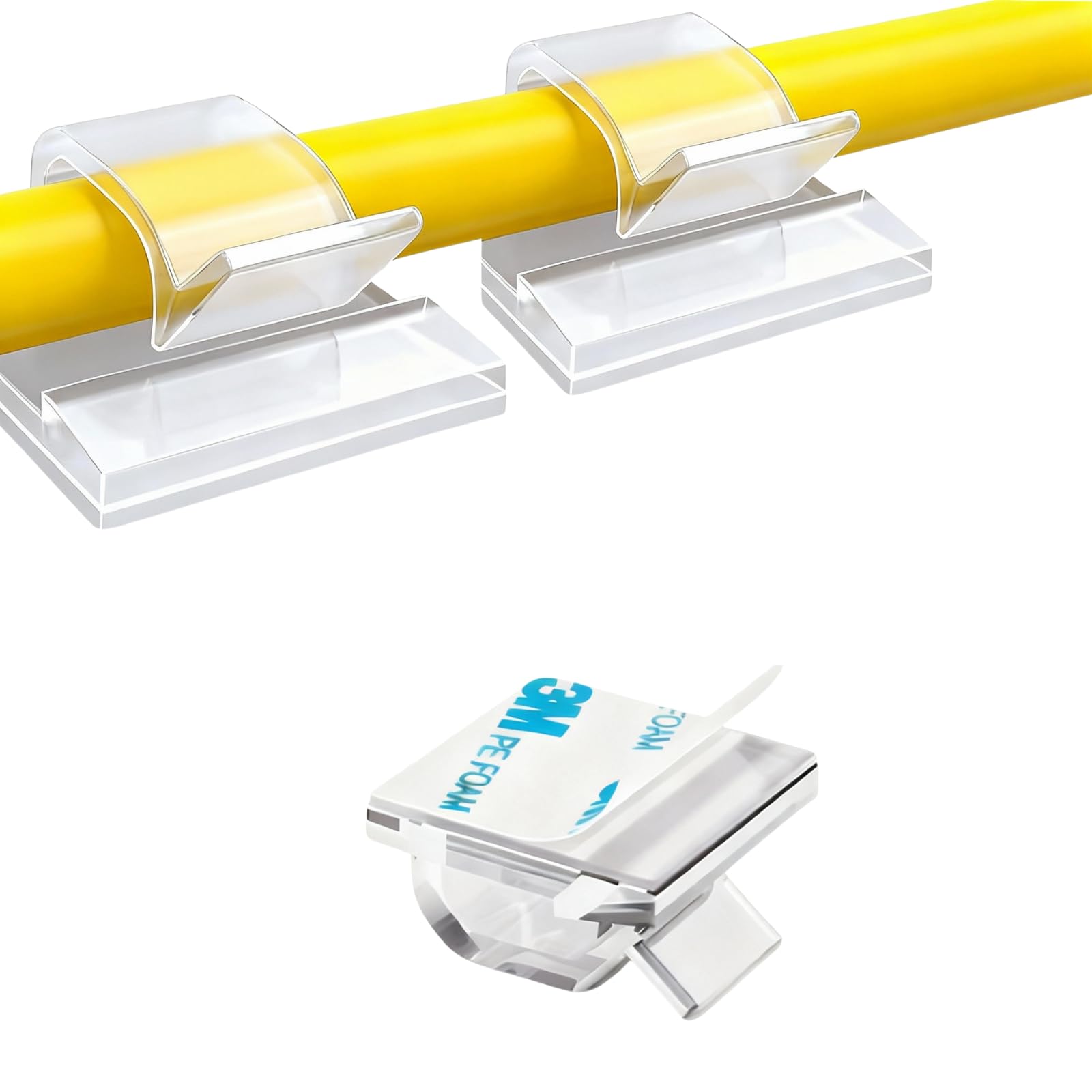 45PCS Outdoor Light Clips (Large, Clear), Christmas Light Clips for String Lights, Adhesive Cable Clips for Cable Management Cord Organizer, Wire Holders Hooks for Wall, Car, PC