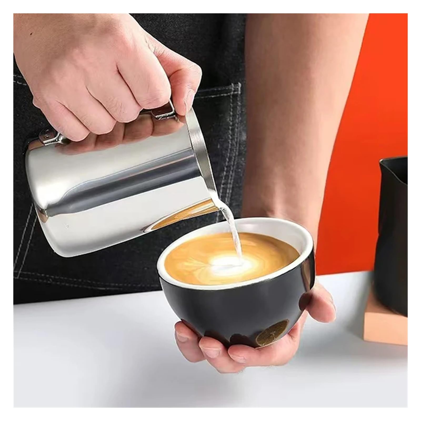 Lahua – tasse à lait en acier inoxydable, 350/600/1000ml, pichet à lait artisanal, pichet à café Latte, mousseur, pichet d'art