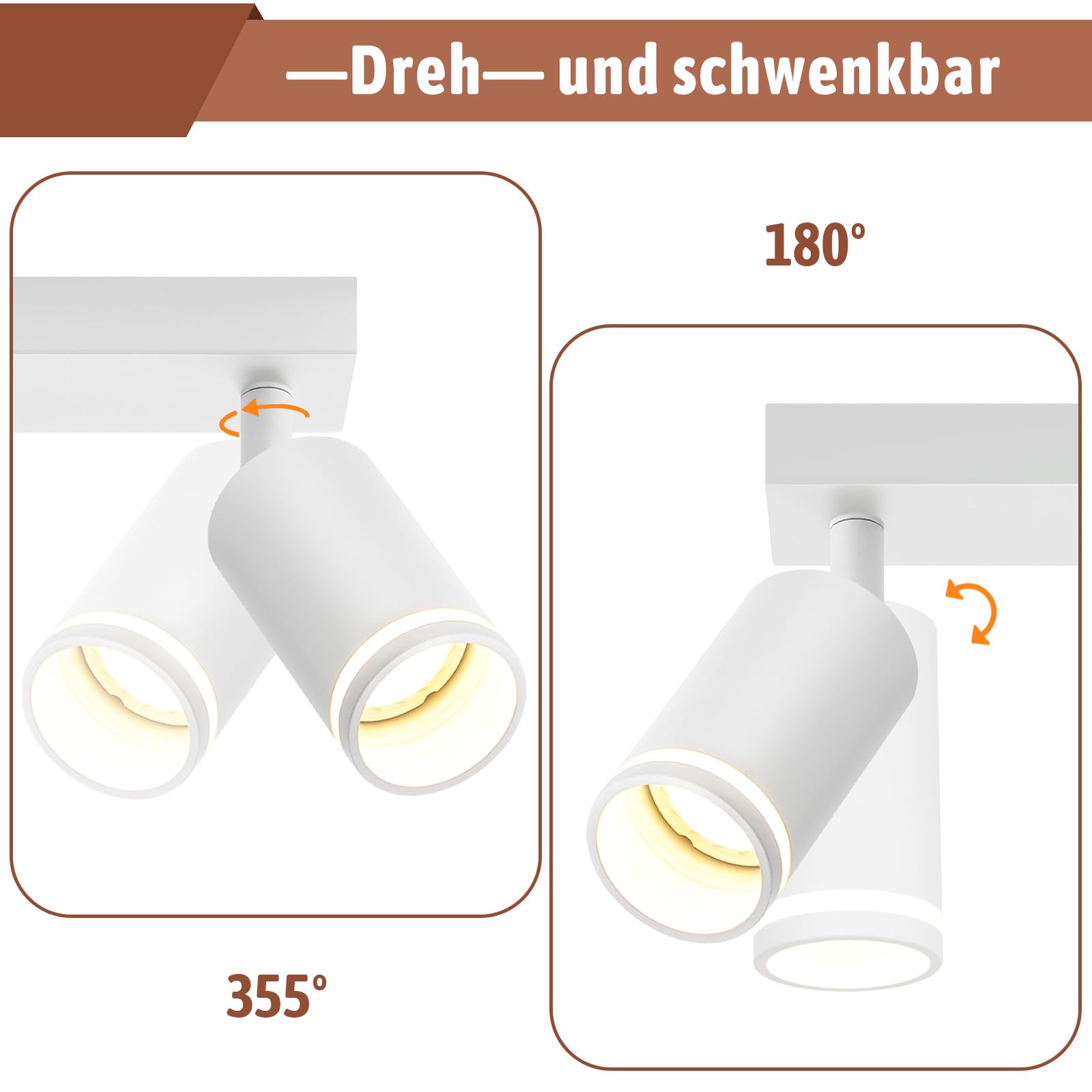 Deckenstrahler 6 Flammig Deckenlampe Schwarz GU10 Strahler für Wohnzimmer | Deckenleuchte Schwenkbar Metall Spotleuchte für Schlafzimmer Küche Wohnzimmer Flur Modern, Ohne Leuchtmittel