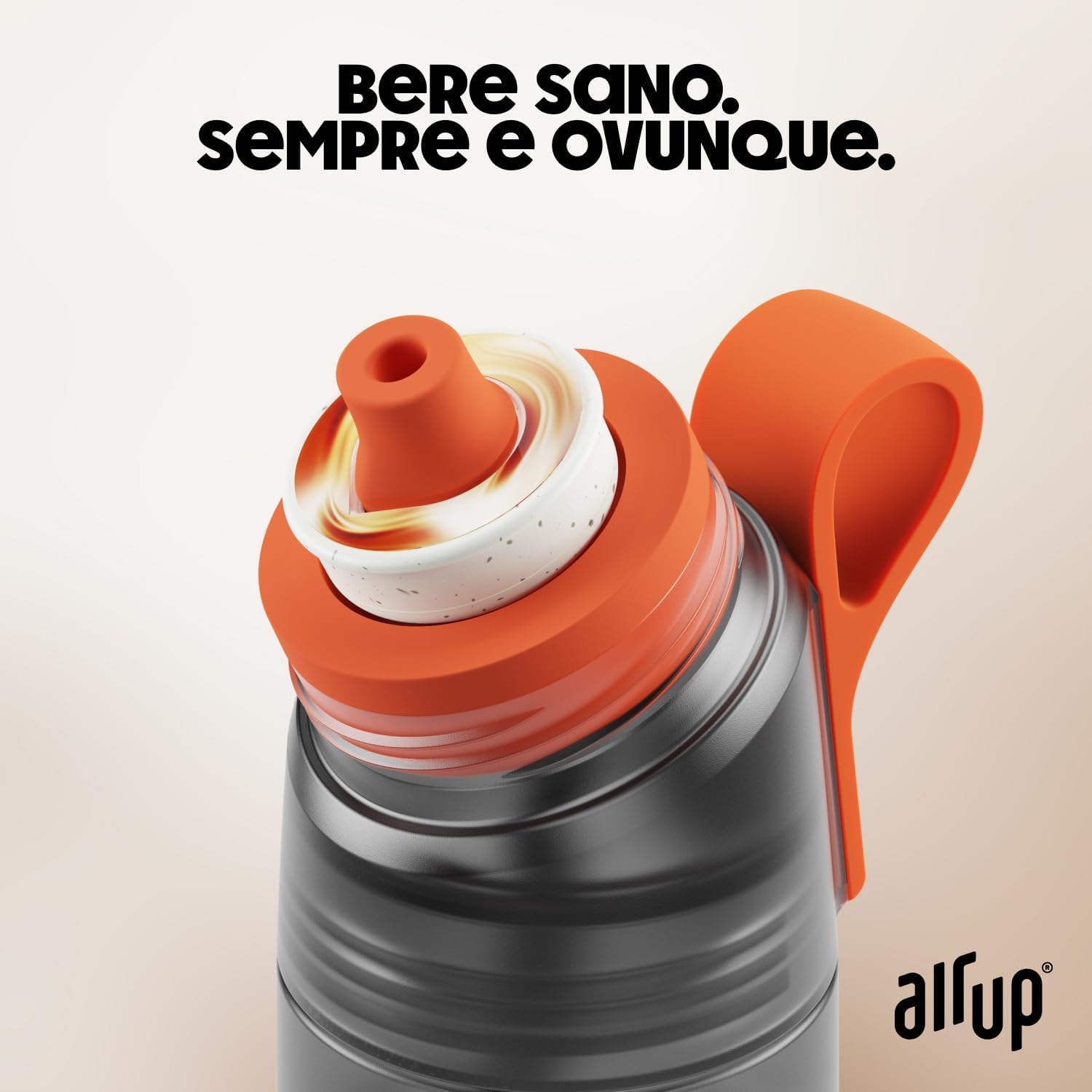 AIR UP Borraccia Twist Pro originale starter pack con cialde 5 gusti I Borraccia da 600ml con aromi senza zucchero I lavabile in lavastoviglie, senza BPA I in grigio