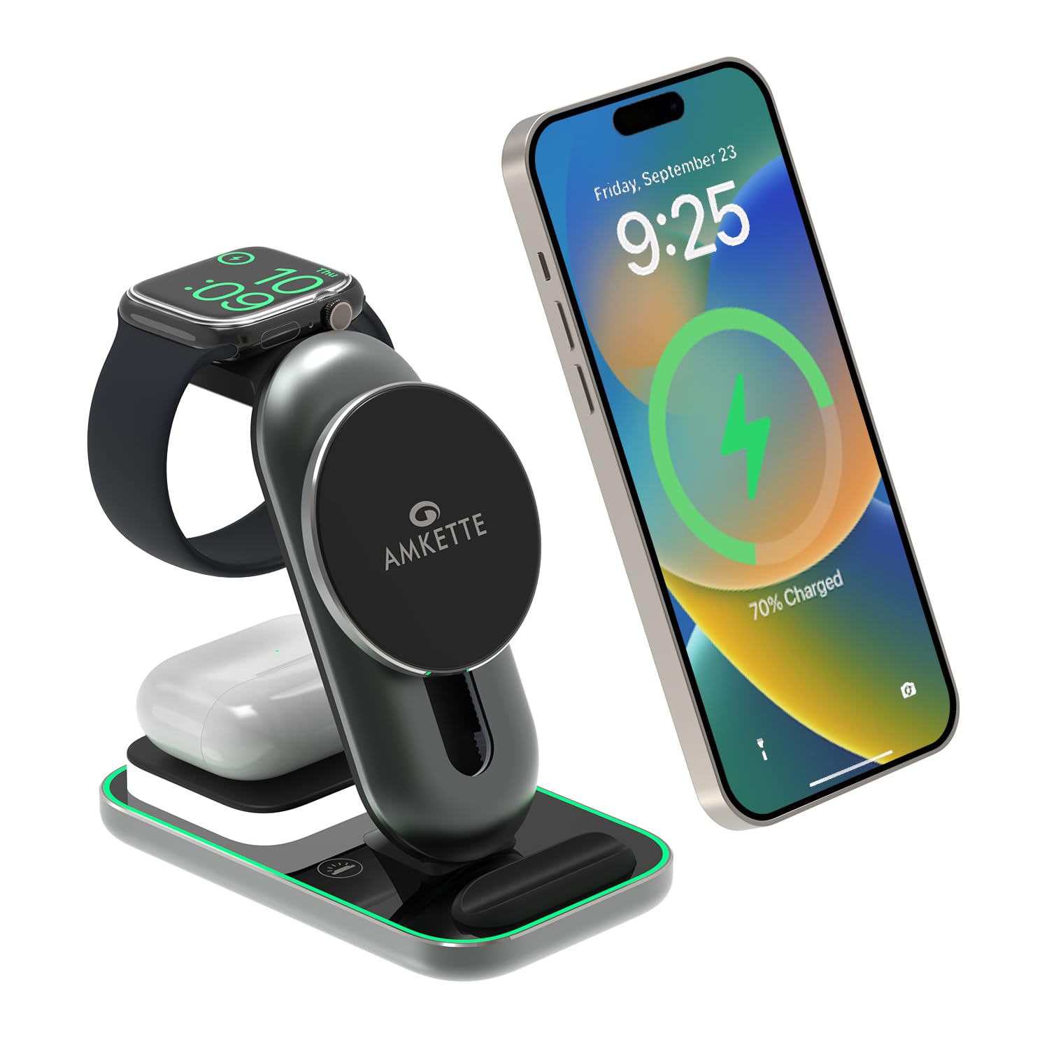 See full amazon price history chart for Amkette PowerPro Air 900 23W 3-in-1 MagSafe Wireless Charger for iPhone16, 16Plus, 16Pro, 16ProMax, 15, 14, 13, 12 Series | Airpods 4th, 3rd, 2nd gen/Pro, Pro2 | Apple Watch 10/9/8/7/6/5/4/ SE/Ultra Amkette PowerPro Air 900 23W 3-in-1 MagSafe Wireless Charger for iPhone16, 16Plus, 16Pro, 16ProMax, 15, 14, 13, 12 Series | Airpods 4th, 3rd, 2nd gen/Pro, Pro2 | Apple Watch 10/9/8/7/6/5/4/ SE/Ultra (B0D637853K) Amazon Price History, Amazon Price Tracker