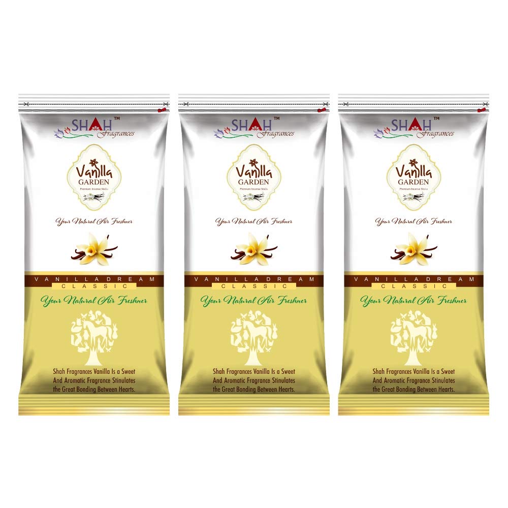 Shah fragrances Vanilla Garden Zipper Incense Sticks (Pack of 3 * 115 Grams)