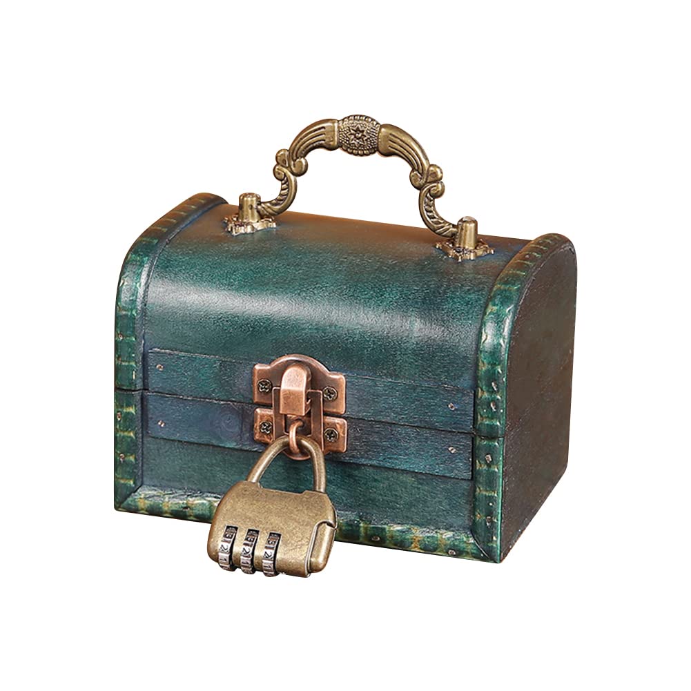 Boîte à Bijoux Vintage En Bois - Coffre Au Trésor 28x21x8cm Avec Cadenas, Décoration Mariage Anniversaire