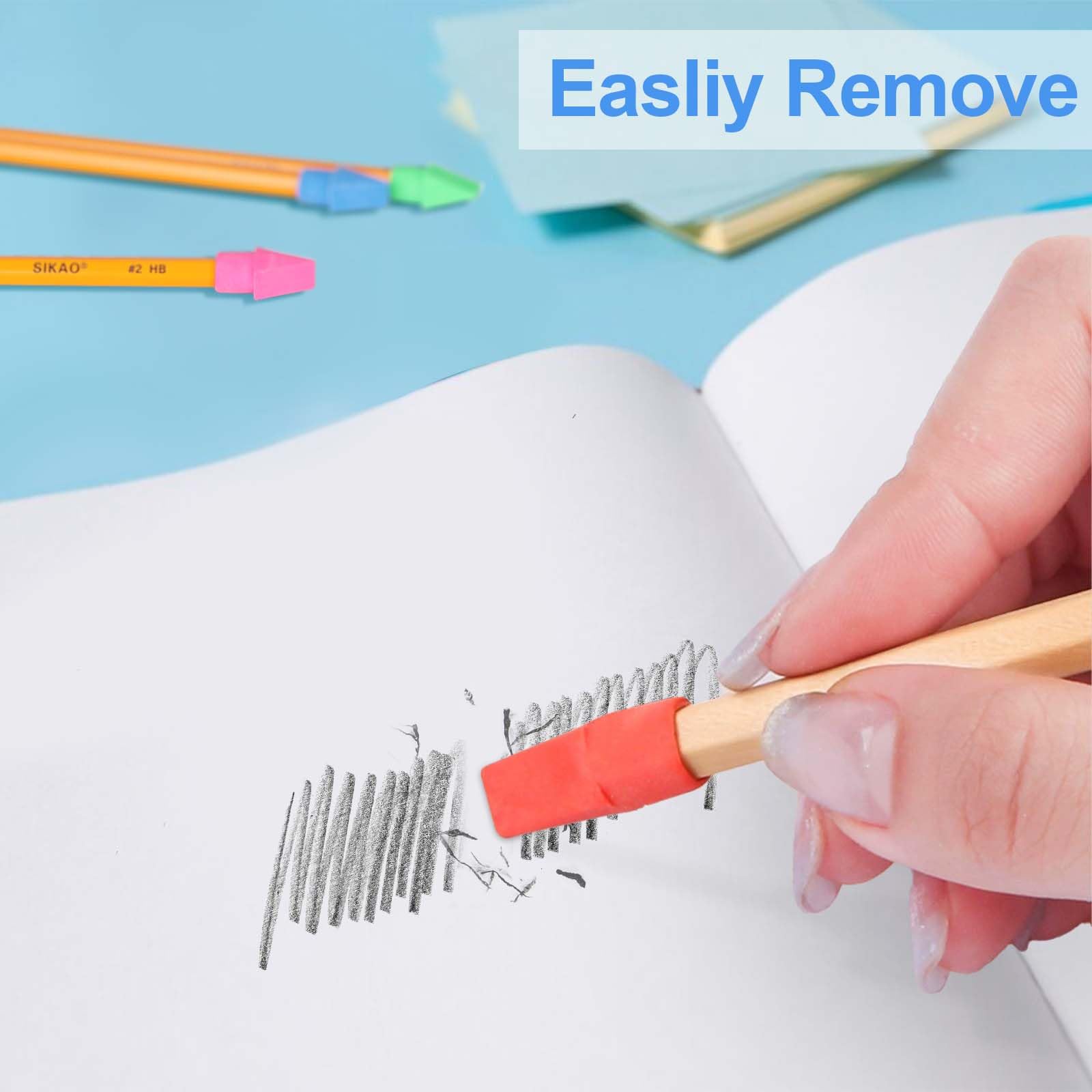 SIKAO Erasers, 125 Pack Pencil Top Erasers for Kids Bulk Pencil Erasers Caps - Image 4
