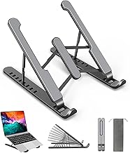 AOVUYCK-Store Soporte Portátil, 8 Ángulos Ajustable Ventilado Elevador Portátil, Laptop Stand con Plástico ABS, Silicona Antideslizante, para Portátiles, Tableta, Teléfono, (10-15,6")