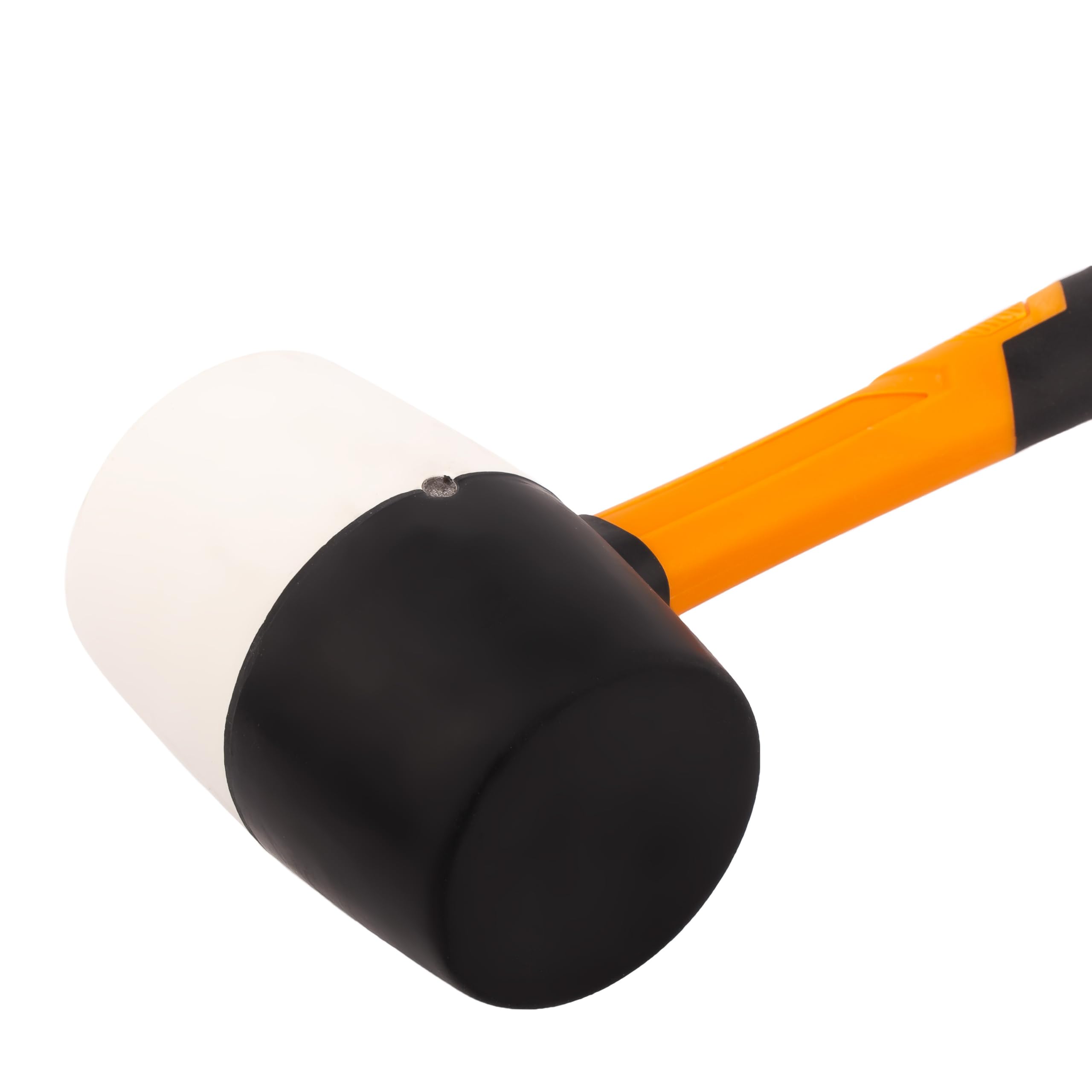 MIVOS Martello in gomma 900 g (32 oz) – Ø 70 mm – Bianco Nero – Martello con manico in fibra di vetro antiscivolo – Martello di montaggio a doppia testa – Martello per pavimentazione con teste morbide