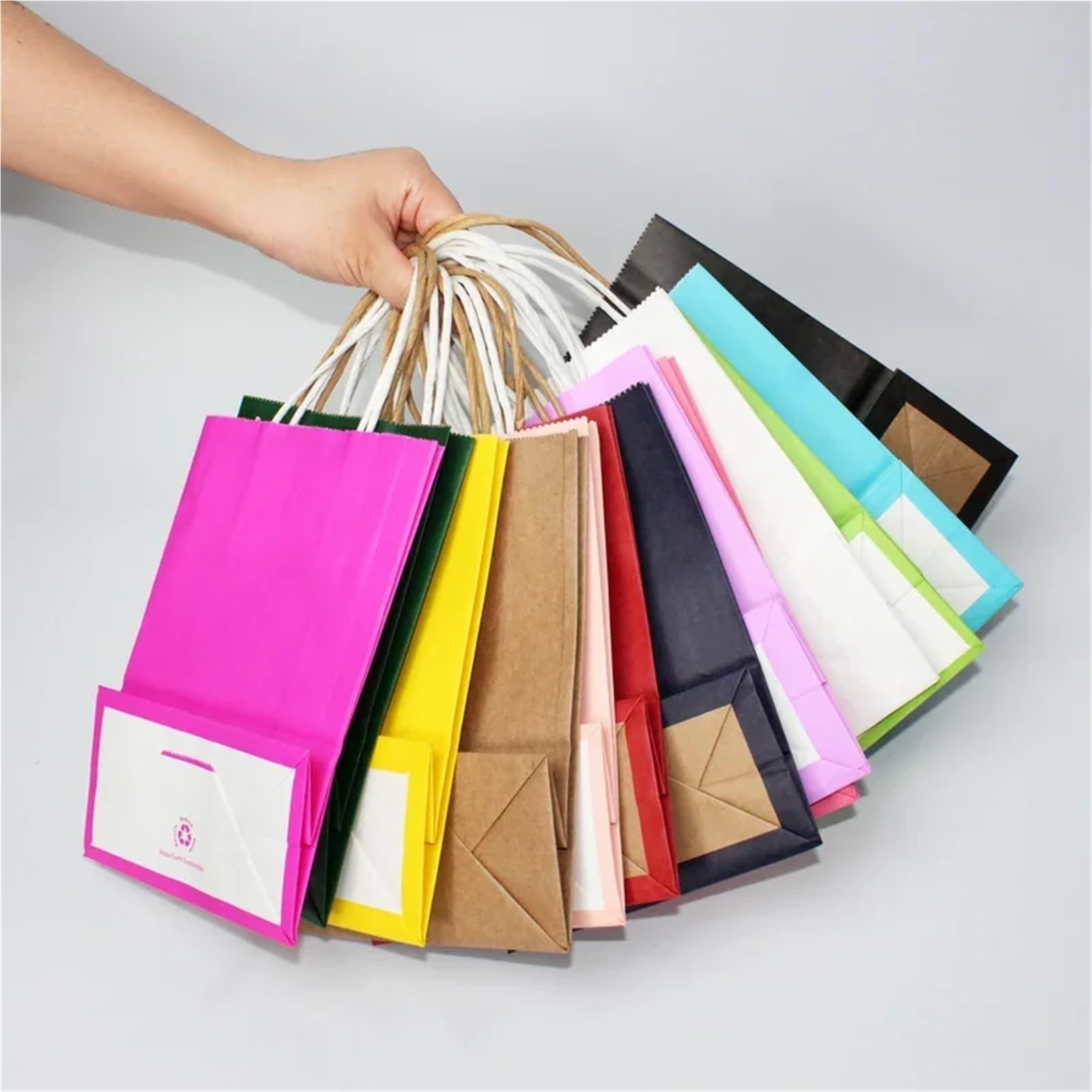 Bolsa De Papel Con Asas 10/30/50 Piezas Para Compras