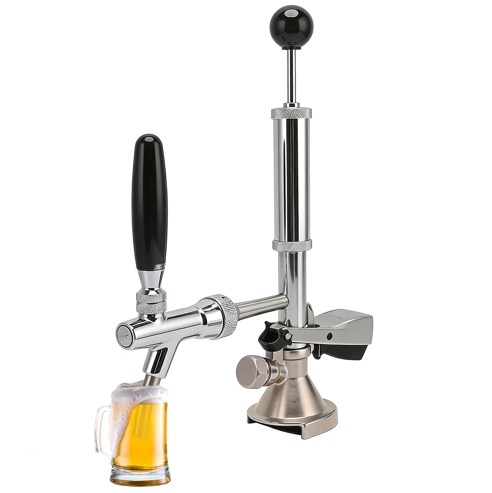 4-Zoll-Bierfass-Partypumpe, Edelstahl Bierfass Zapfhahn mit Luftpumpe und Verteiler, Edelstahl-Fasszapfanlage mit Luftpumpe und Verteiler, für Picknick, Party, Camping und Familienfeiern