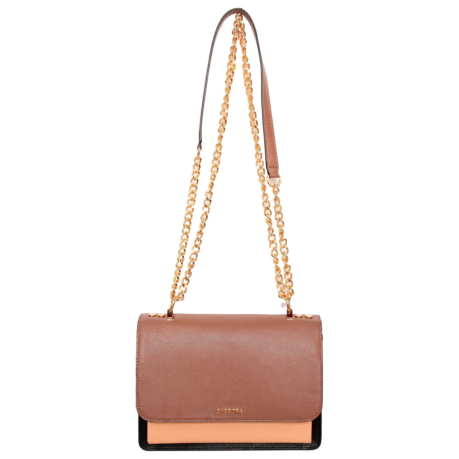 Sassora Genuine Leather Medium Black Beige Taupe Women Sling Bag- A157_JUNI