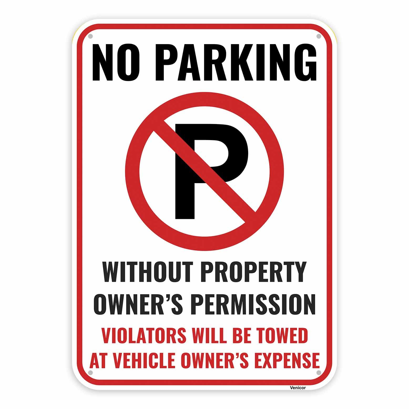Private Property No Parking Aluminum Sign, Tow Warning Plaque, 12x8 Inch