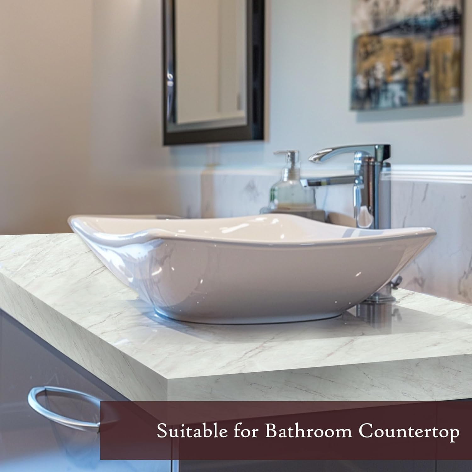 Very Berry Sticker Marble Contact Paper (Stone White Matte, 24" x 118") Thick Premium Peel and Stick Countertop Wrap, Waterproof Vinyl, Renter Friendly for Kitchen Counters, Bathroom Vanities