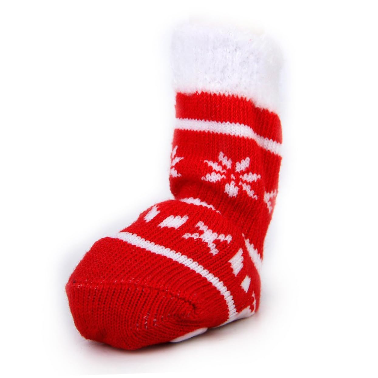 FONDOTIN Christmas Socks for Small Dogs Cats Size l Red Pet Cotton Socks with Slip Bottom Keep Paws