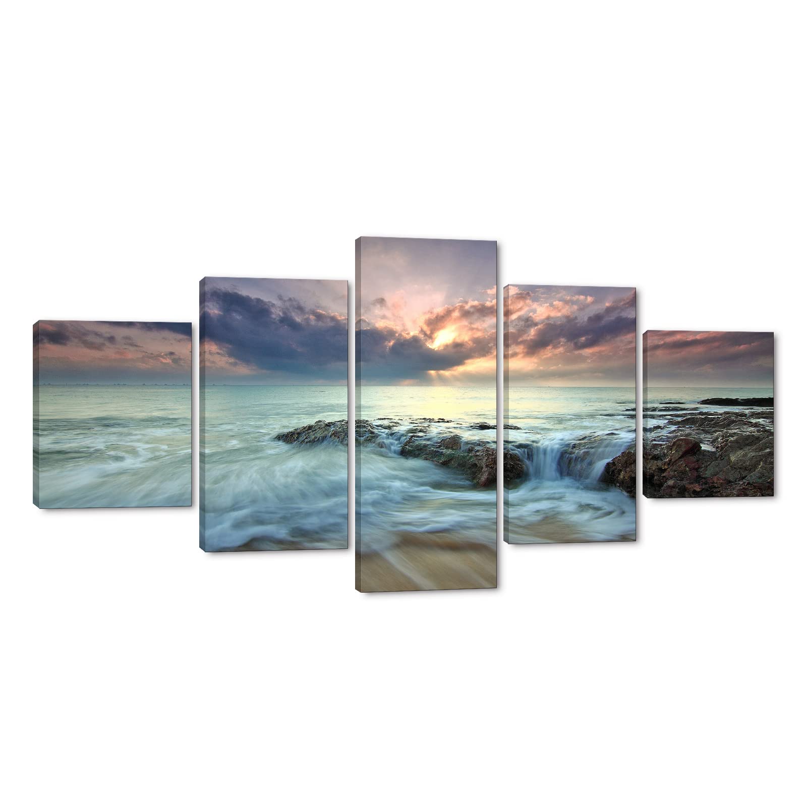 Amazon｜Yatsen Bridge ロマンチック ビーチ 風景画 キャンバス 5 点