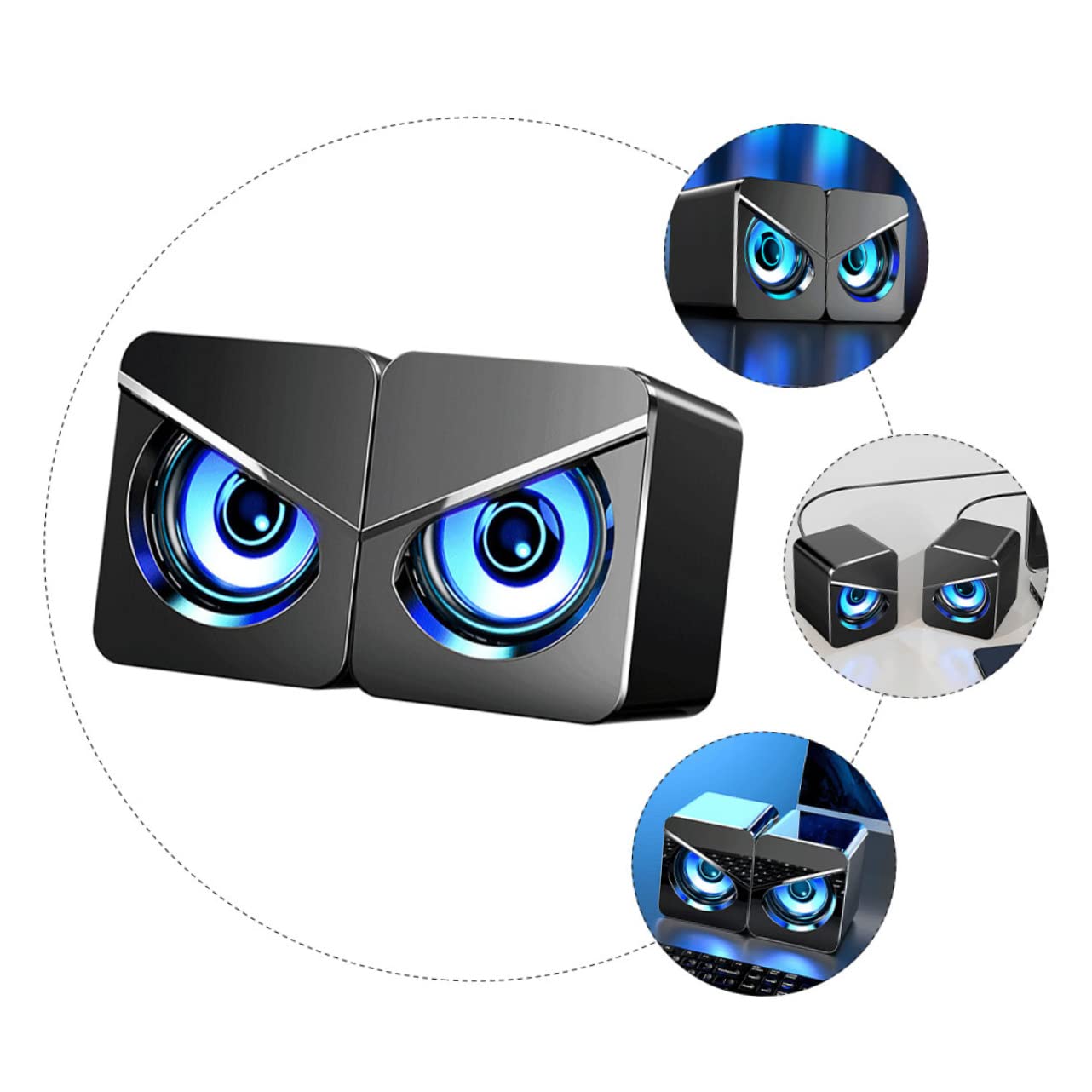 SHINEOFI Altavoces para Computadora de Escritorio 1 Par Negro Abs 3w